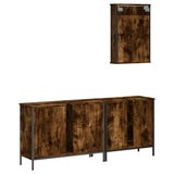 3 Piece Bathroom Furniture Set Smoked Oak Engineered Wood 3214792