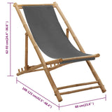 Deck Chair Dark Grey Bamboo and Canvas Standard 313018
