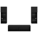 TV Wall Unit Wall-mounted 6 pcs Black Oak Engineered Wood 3402931