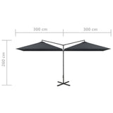 Garden Parasol Anthracite Polyester, Steel Double 312556