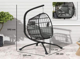 Hanging Egg Chair Outdoor Indoor Swing Chair with Folding Basket and Thickened Cushion, T3398P314152