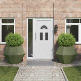 Planter 2 pcs Olive Green 100 x 100 x 80 cm Steel 884031