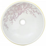 Countertop Basin White and Yellow Round 41x14 cm Ceramic 155053