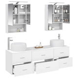 Bathroom Furniture Set 5 pcs White Engineered Wood and Glass 3406999