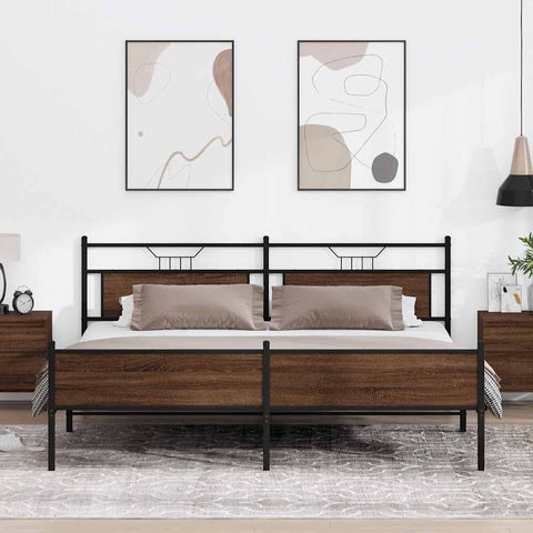 Metal Bed Frame without Mattress Brown Oak 200x200 cm 3325139