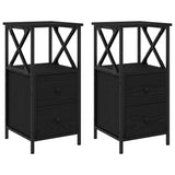 Bedside Cabinet with Drawer 2 pcs Black Oak 34 x 35.5 x 70 cm 862920
