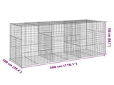 Gabion Basket with Cover 300x100x150 cm Galvanised Iron 3295215