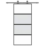 Sliding Door Black 90x205 cm Tempered Glass and Aluminium 155220