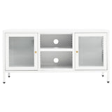 TV Cabinet White 105x35x52 cm Steel and Glass 336059