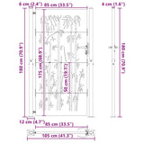 Garden Gate with Lock Black 110 x 180 cm Powder-Coated Steel 42015897