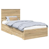 Bed Frame with Drawer Sonoma Oak 100 x 200 cm Engineered Wood 3411343