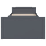 Bed Frame Dark Grey Solid Pine Wood Single Bed Frame 322163