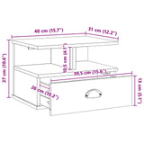 Bedside Cabinet HILL White 40 x 31 x 27 cm Solid Pine Wood 42025044