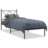 Metal Bed Frame without Mattress with Headboard Black 80x200cm 376493