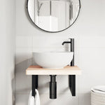 Basin Shelf Wall Mounted Steel and Solid Wood Beech 3302421