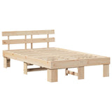 Bed Frame with Headboard Natural 120 x 190 cm Solid Pine Wood 872452