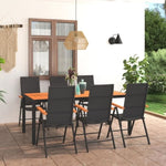 ZNTS 7 Piece Garden Dining Set Black and Brown 3060080