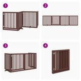 Dog Gate with Door Foldable 4 Panels Brown 320 cm Poplar Wood 352267