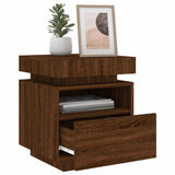 Bedside Cabinet with LED Lights Brown Oak 40x39x48.5 cm 836796
