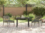 Garden Dining Set with Cushion 3 pcs Grey and Black Rattan 3380820