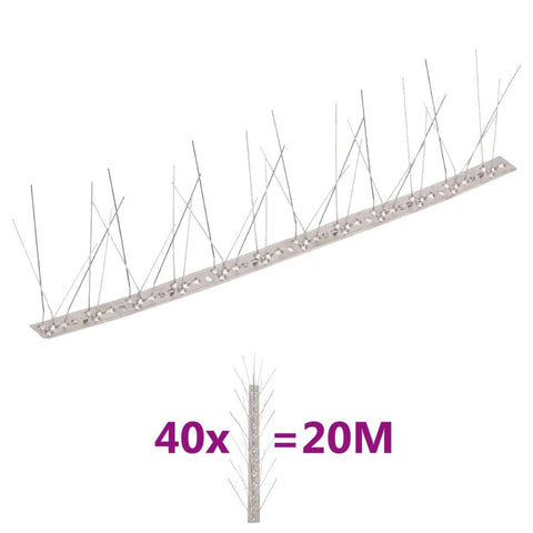 5-row Stainless Steel Bird & Pigeon Spikes Set of 40 20 m 149134