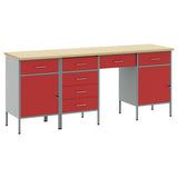 Work Cabinet with Drawer 4 pcs Red Engineered Wood and Steel 3321383