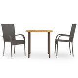 Dining Set Brown Solid acacia wood, PE rattan, Powder-coated steel 3072481