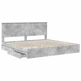 Storage Bed Concrete Grey 200 x 200 cm Engineered Wood 3411176