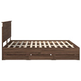 Bed Frame with Drawer Brown Oak 200 x 200 cm Engineer Wood 3409432