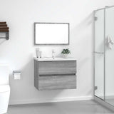 2 Piece Bathroom Furniture Set Grey Sonoma Engineered Wood 815736