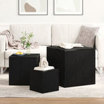 ZNTS 3 Piece Stackable Side Table Set Black Oak Engineered Wood 862676