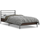 Bed Frame Brown Oak Engineered wood, Metal Single Modern 845591