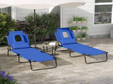 Outdoor Foldable Sun Lounger Set of 2, 4 Level Adjustable Backrest Reclining Sun Lounger Chair with T3398P320081