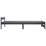 Bed Frame Dark Grey Solid Pine Wood, Plywood Single Durable 322020