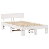 Bed Frame with Headboard White 140 x 190 cm Solid Pine Wood 872573