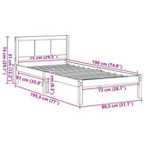Bed Frame Brown 75 x 190 cm Solid Pine wood 872217