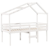 High Sleeper Bed without Mattress White 90x190 cm Single Solid Wood Pine 3282059