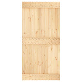 Sliding Door Natural and Black 100 x 210 cm Solid Pine Wood 3445157