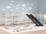 Kids'Loft Bed Frame with Slide White and Anthracite 42020782