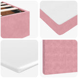 ZNTS Ottoman Bed with Mattresses Pink 140x190cm Velvet 3313402