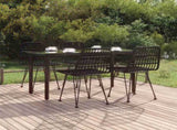 5 Piece Garden Dining Set Black Poly Rattan 3157896