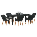 Garden Dining Set with Cushion 7 pcs Black Poly Rattan 3261675