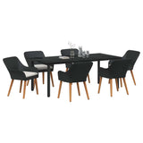 Garden Dining Set with Cushion 7 pcs Black Poly Rattan 3261675