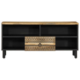 ZNTS TV Cabinet Black 100x33.5x46 cm Solid Rough Wood Mango 4018644