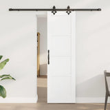Sliding Door White and Black 61 x 198.5 cm Solid Pine Wood 3333521