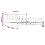 Bed Frame Black Steel Double Bed Frame Rectangular Industrial 353561