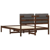 Bed Frame with Upholstered Headboard Dark Brown and Light Grey 904160