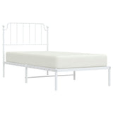 Metal Bed Frame without Mattress with Headboard White 90x200cm 373929