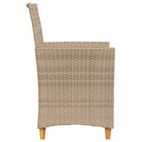 Garden Chairs with Cushions 2 pcs Beige Poly Rattan&Solid Wood 368719