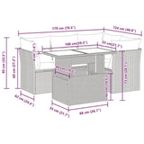 5 Piece Garden Sofa Set with Cushions Grey Poly Rattan Acacia 3326152